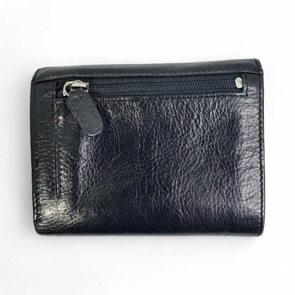 Mancini Black Leather Trifold Wallet Card Holder Coin Pocket Women's - Picture 3 of 8